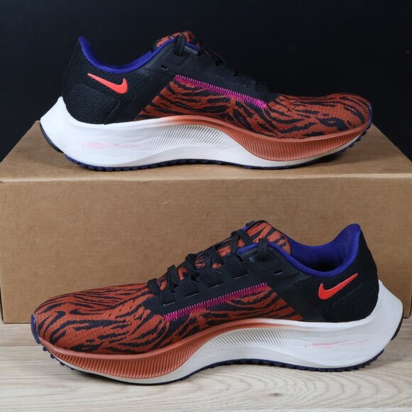 Nike Air Zoom Pegasus 38 Shoes Womens Size 8 Orange Black Tiger Print DQ7650-800 - Picture 2 of 8